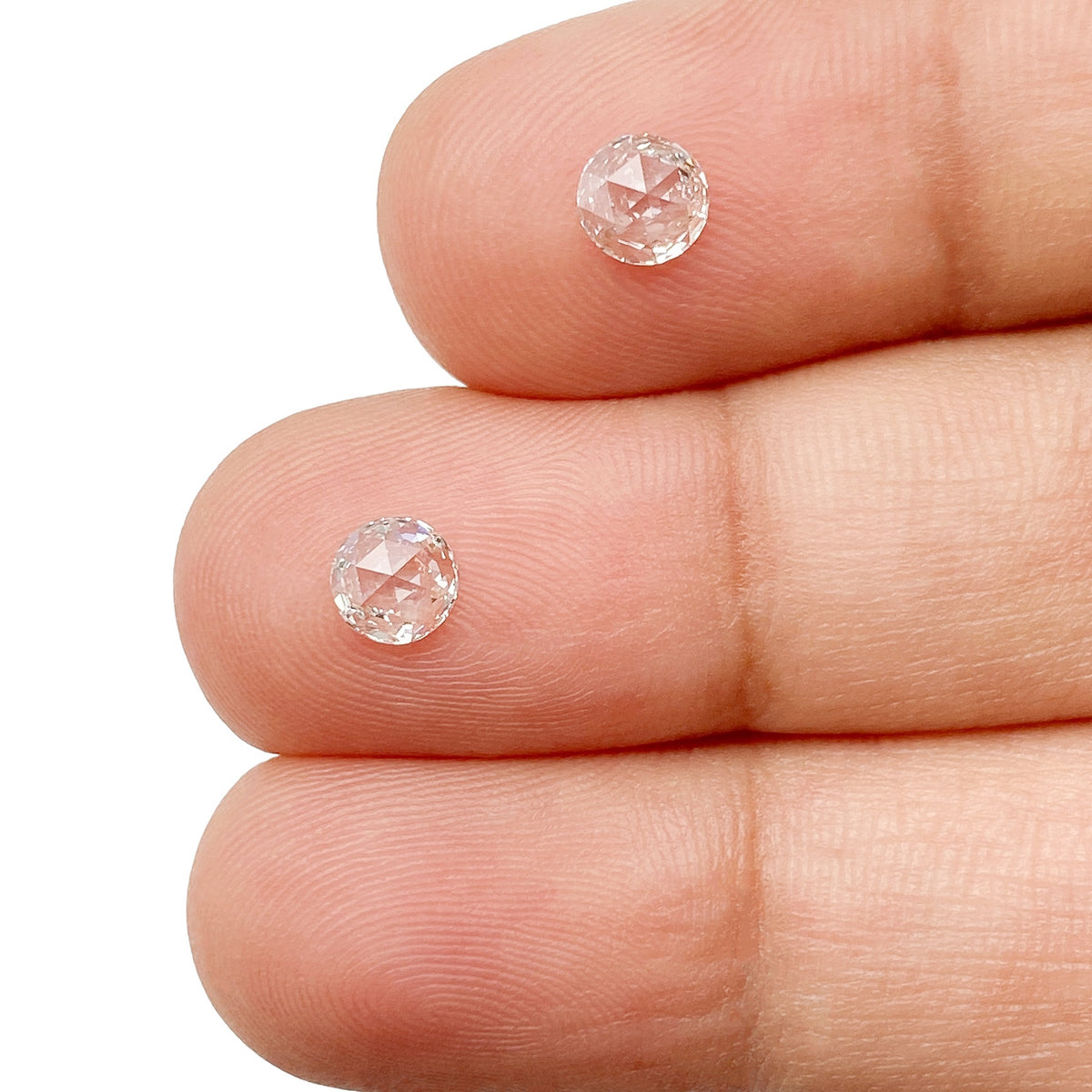 0.59cttw | G-H SI Round Shape Rose Cut Diamond Matched Pair - Modern Rustic Diamond