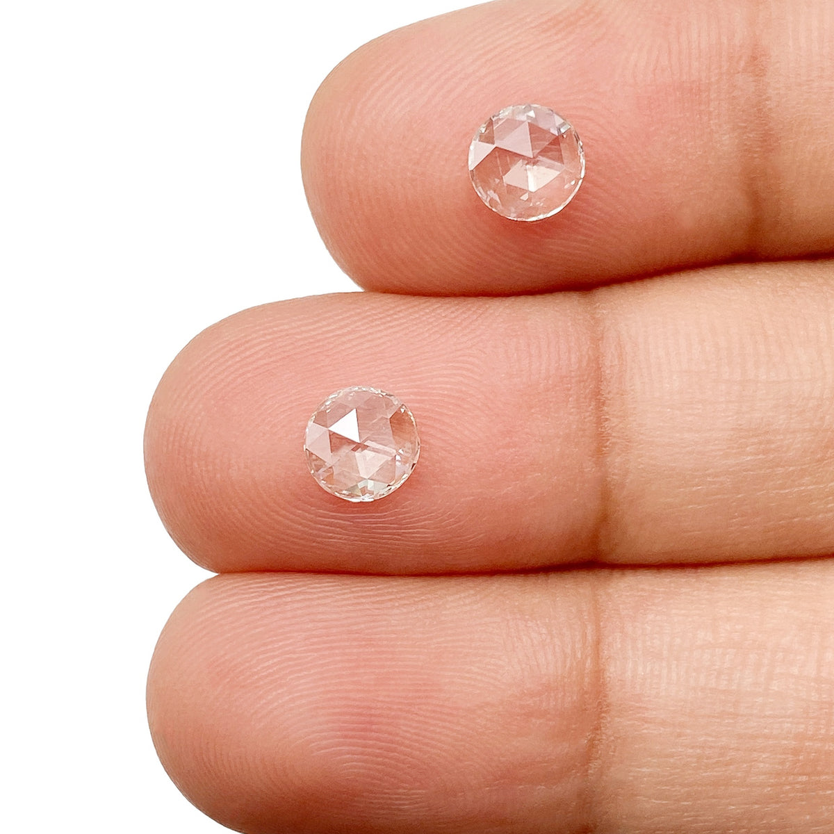 0.66cttw | I-J VS Round Shape Rose Cut Diamond Matched Pair - Modern Rustic Diamond