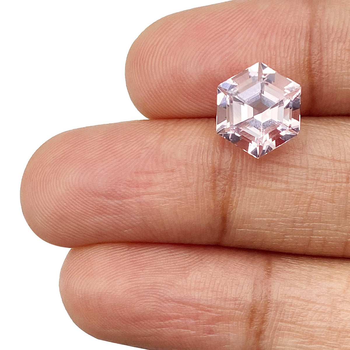 2.51ct |  Hexagon Shape Step Cut Morganite - Modern Rustic Diamond