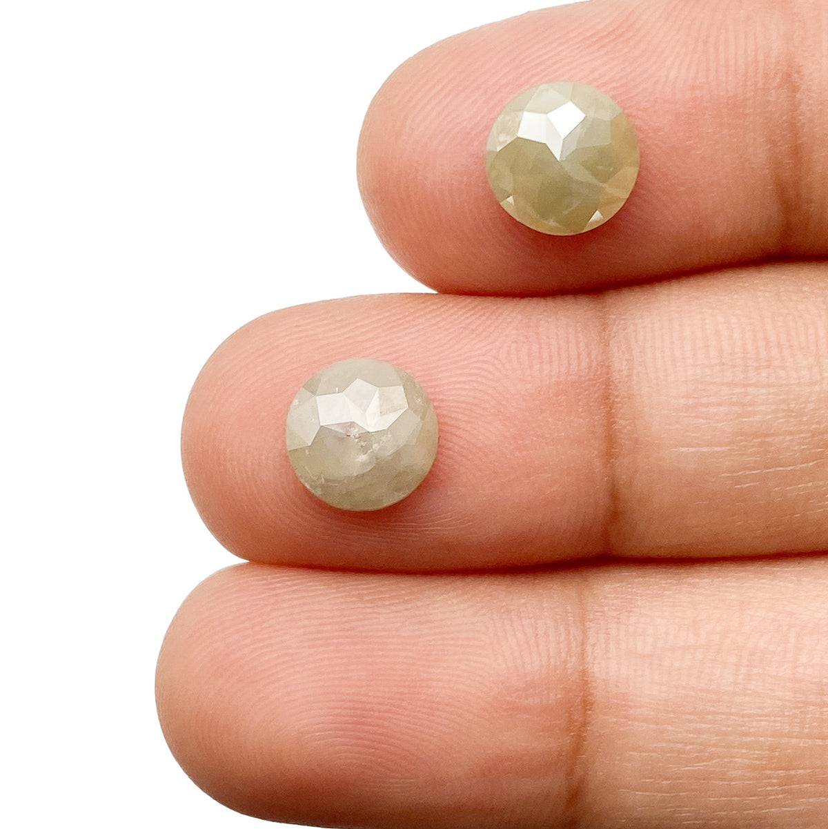 2.51cttw | Rustic  Round Shape Rose Cut Diamond Matched Pair - Modern Rustic Diamond