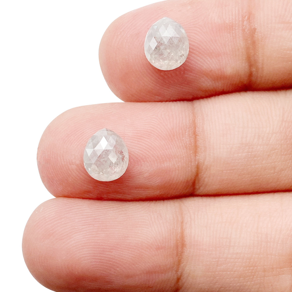 2.52cttw | Salt & Pepper Pear Shape Rose Cut Diamond Matched Pair - Modern Rustic Diamond