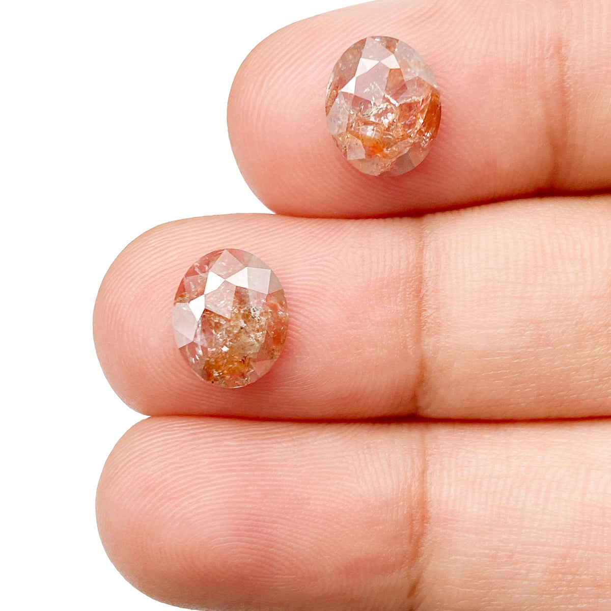 2.53cttw | Rustic Oval Shape Rose Cut Diamond Matched Pair - Modern Rustic Diamond