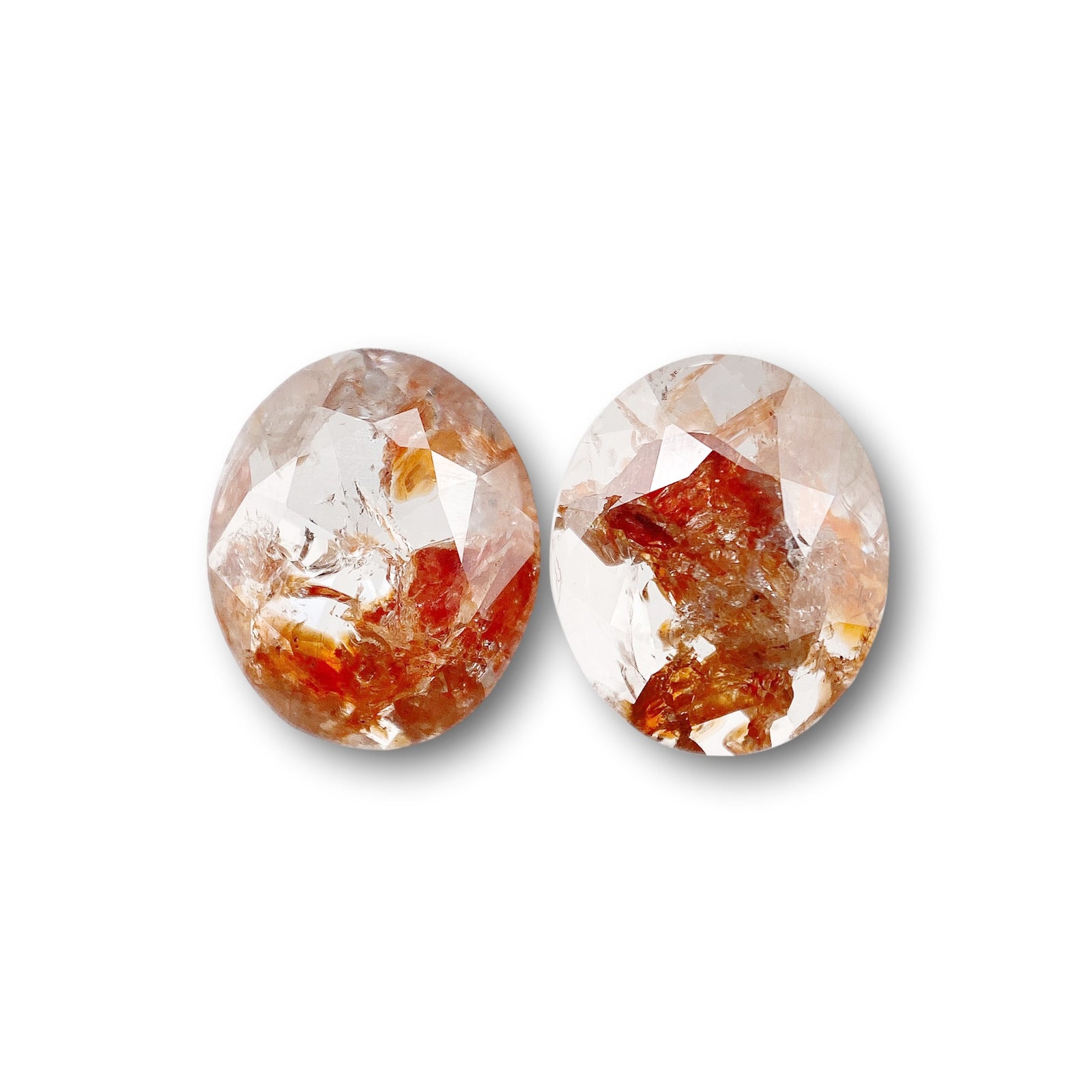 2.53cttw | Rustic Oval Shape Rose Cut Diamond Matched Pair - Modern Rustic Diamond
