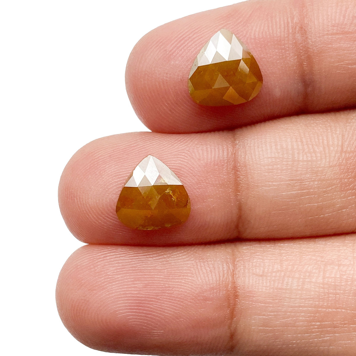 2.53cttw | Salt & Pepper Pear Shape Rose Cut Diamond Matched Pair - Modern Rustic Diamond