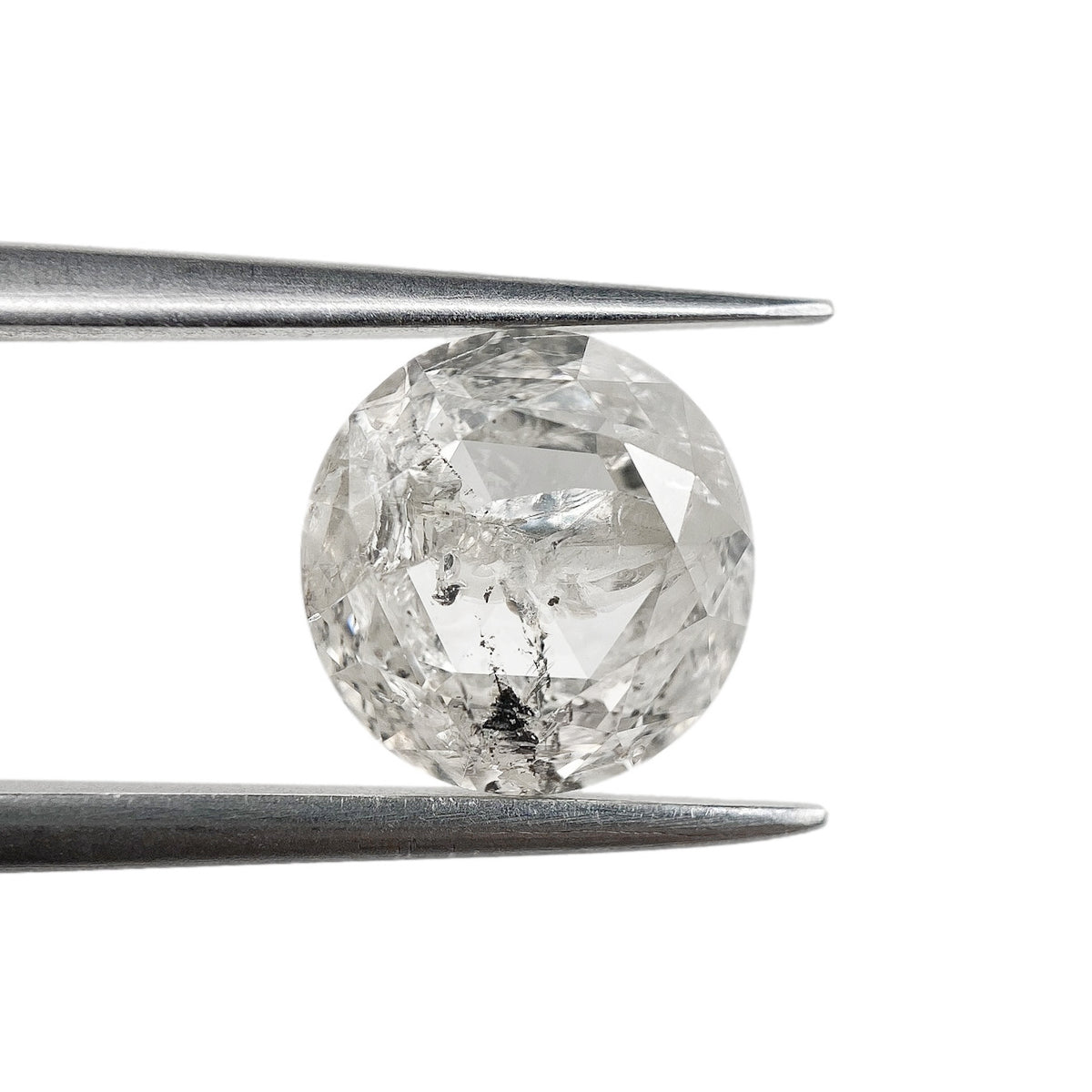 2.54ct | Salt & Pepper Round Shape Brilliant Cut Diamond - Modern Rustic Diamond
