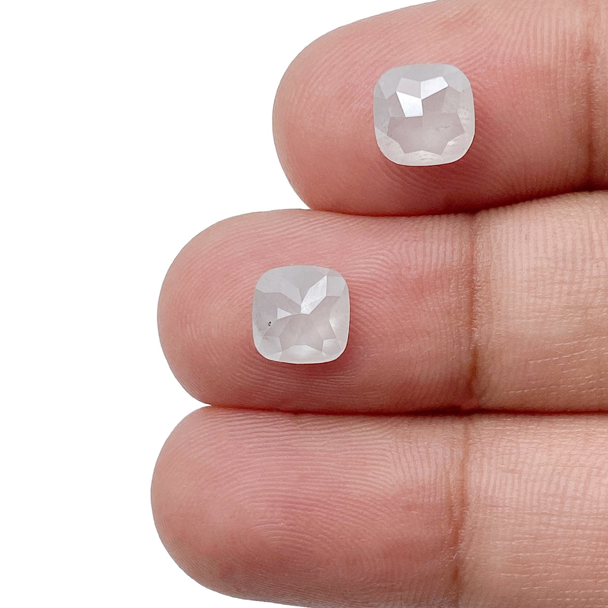 2.54cttw | Salt & Pepper Cushion Shape Rose Cut Diamond Matched Pair - Modern Rustic Diamond