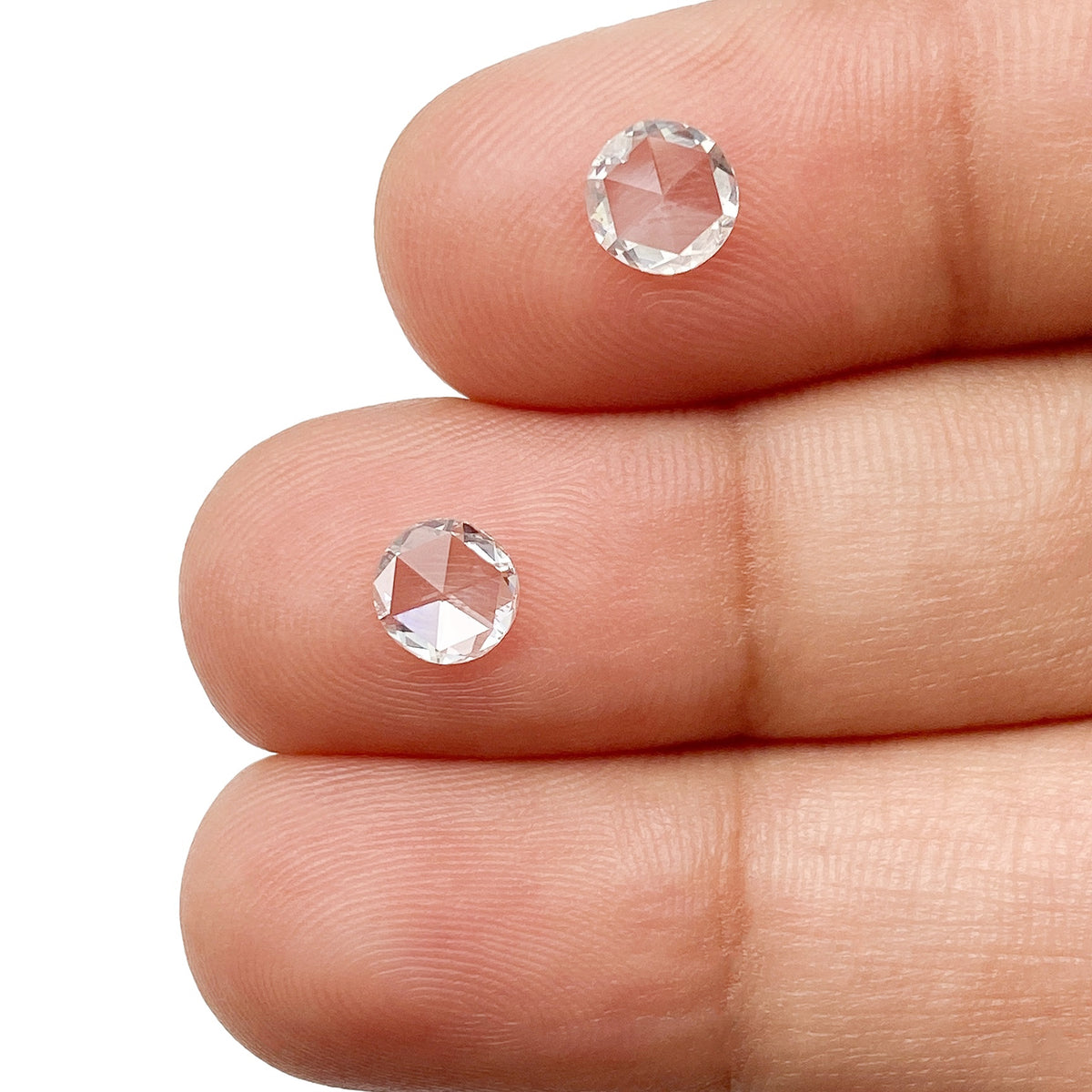 0.65cttw | G-H SI Round Shape Rose Cut Diamond Matched Pair - Modern Rustic Diamond