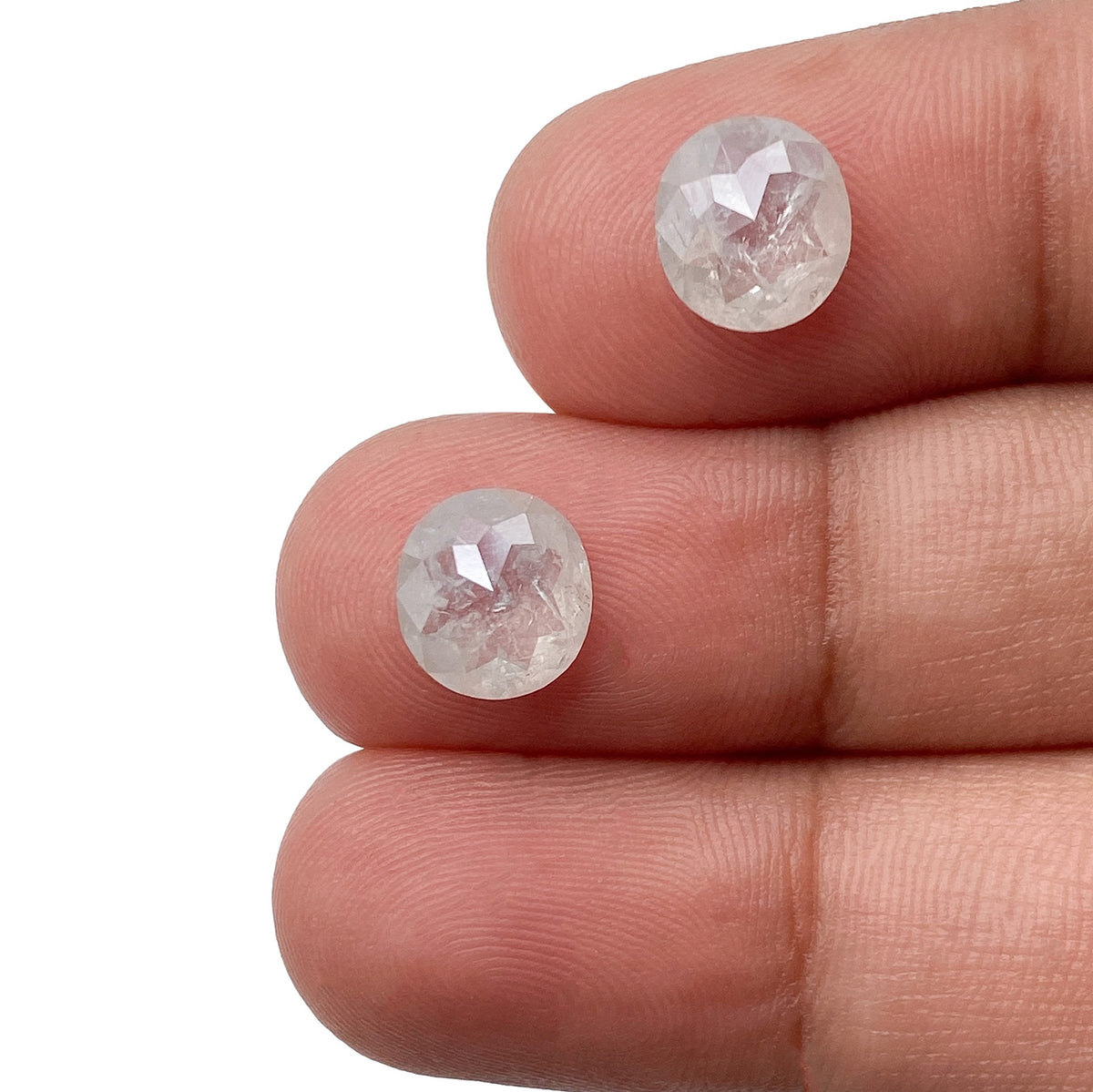 2.58cttw | Salt & Pepper Cushion Shape Rose Cut Diamond Matched Pair - Modern Rustic Diamond