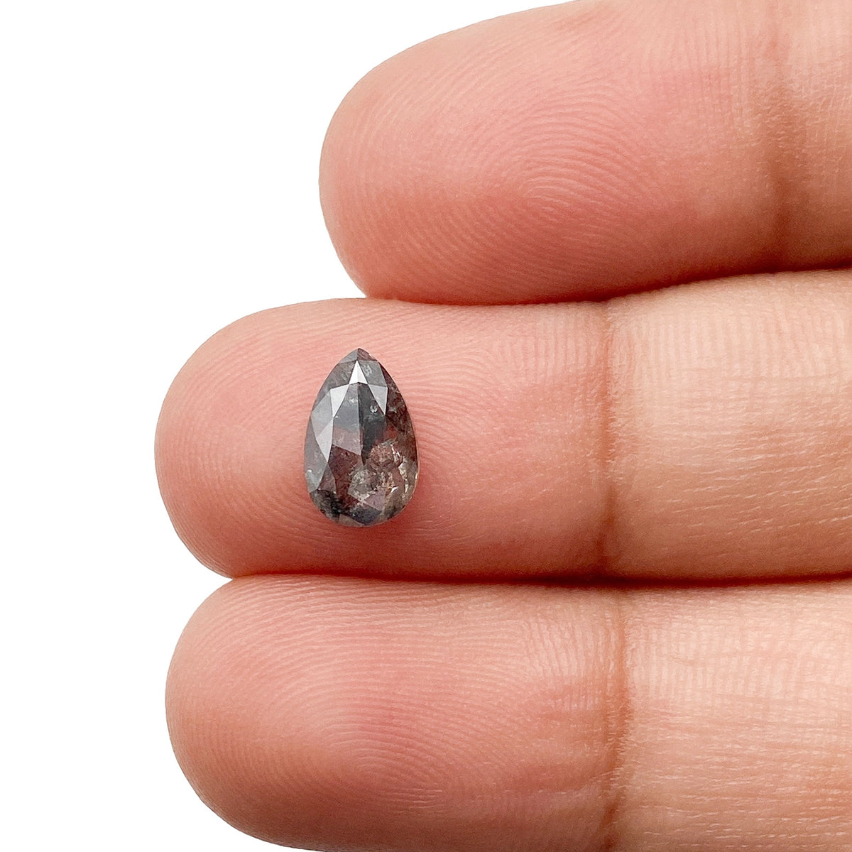 0.99ct | Salt & Pepper Pear Shape Rose Cut Diamond