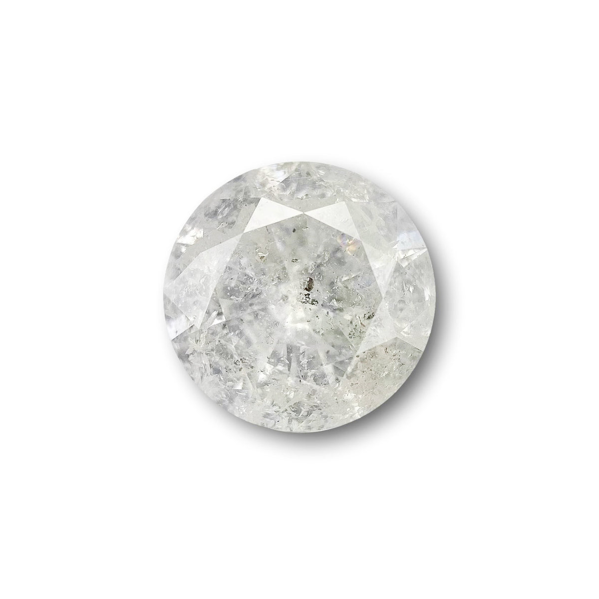 2.59ct | Salt & Pepper Round Shape Brilliant Cut Diamond - Modern Rustic Diamond