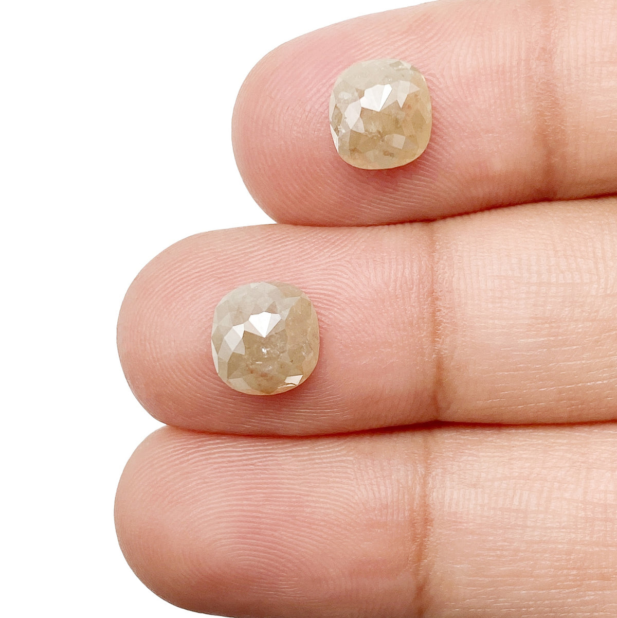 2.59cttw | Salt & Pepper Cushion Shape Brilliant Cut Diamond Matched Pair - Modern Rustic Diamond