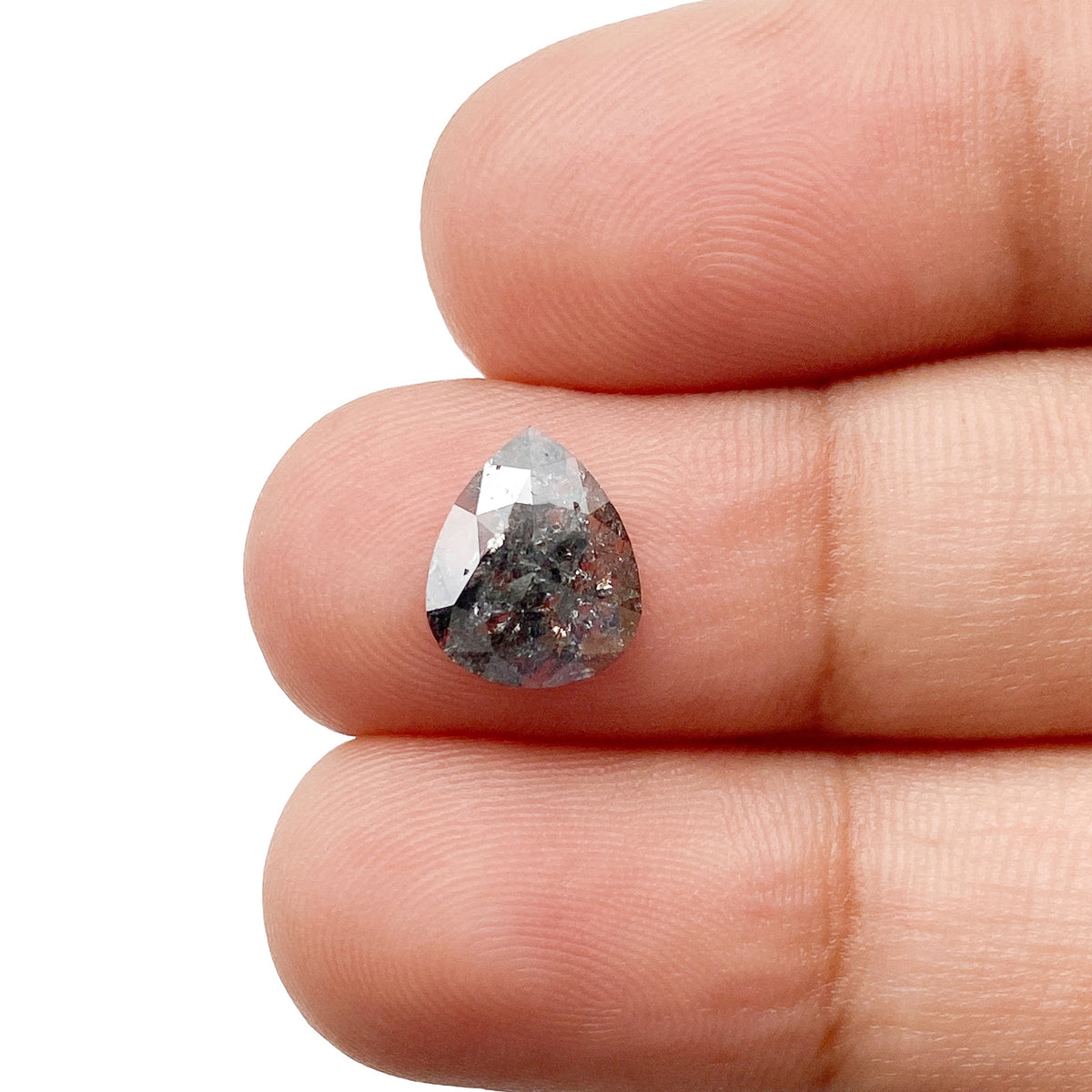 1.23ct | Salt & Pepper Pear Shape Rose Cut Diamond
