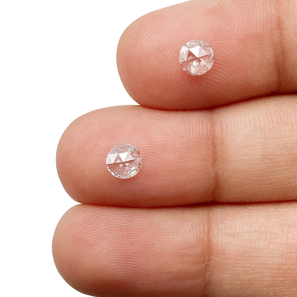 0.51cttw | D VVS Round Shape Rose Cut Diamond Matched Pair - Modern Rustic Diamond