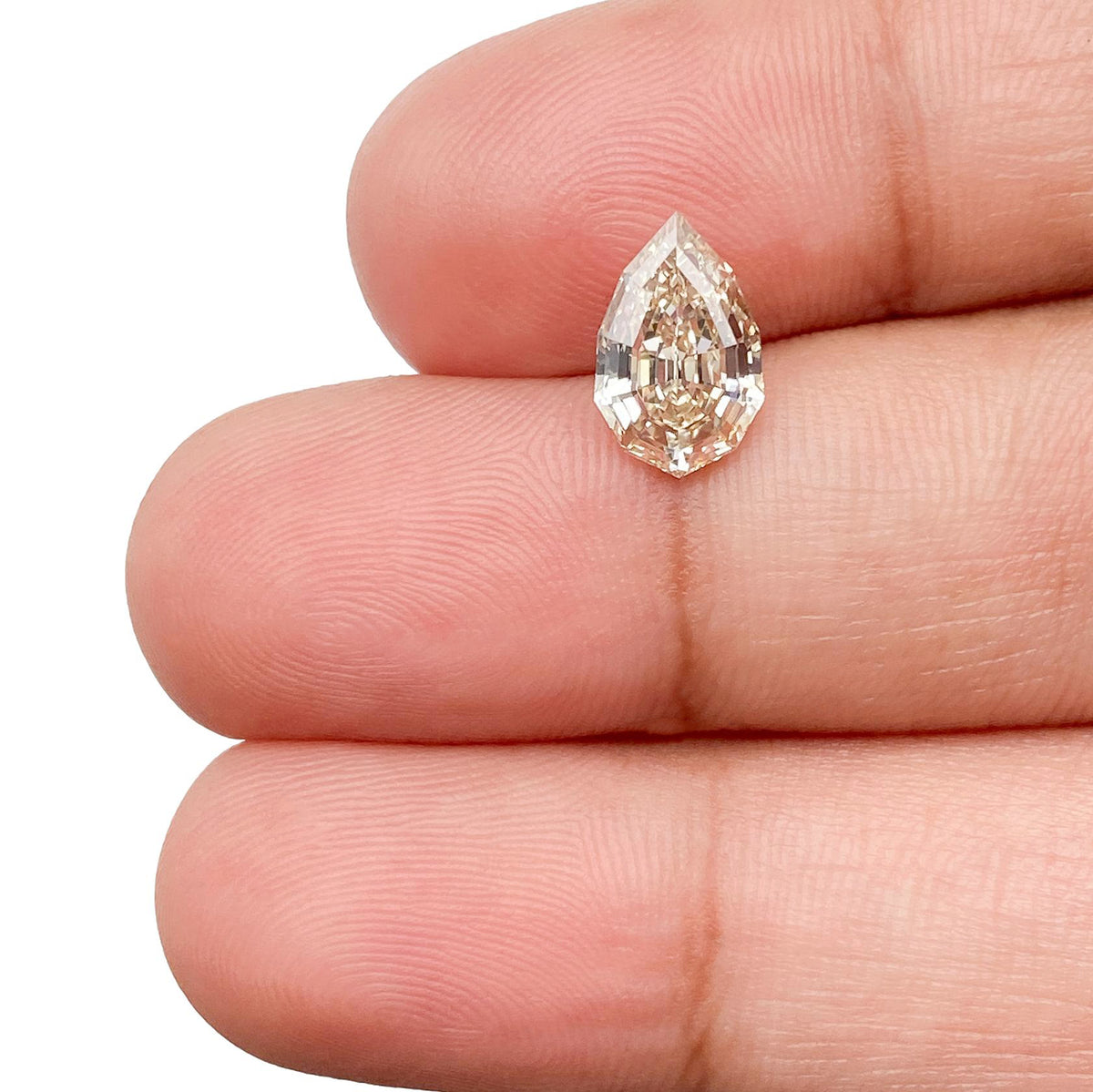 1.59ct | S-T/VS1 Pear Shape Lattice Cut Diamond (GIA) - Modern Rustic Diamond