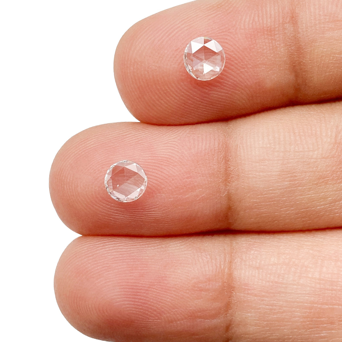 0.51cttw | H-I VVS Round Shape Rose Cut Diamond Matched Pair - Modern Rustic Diamond