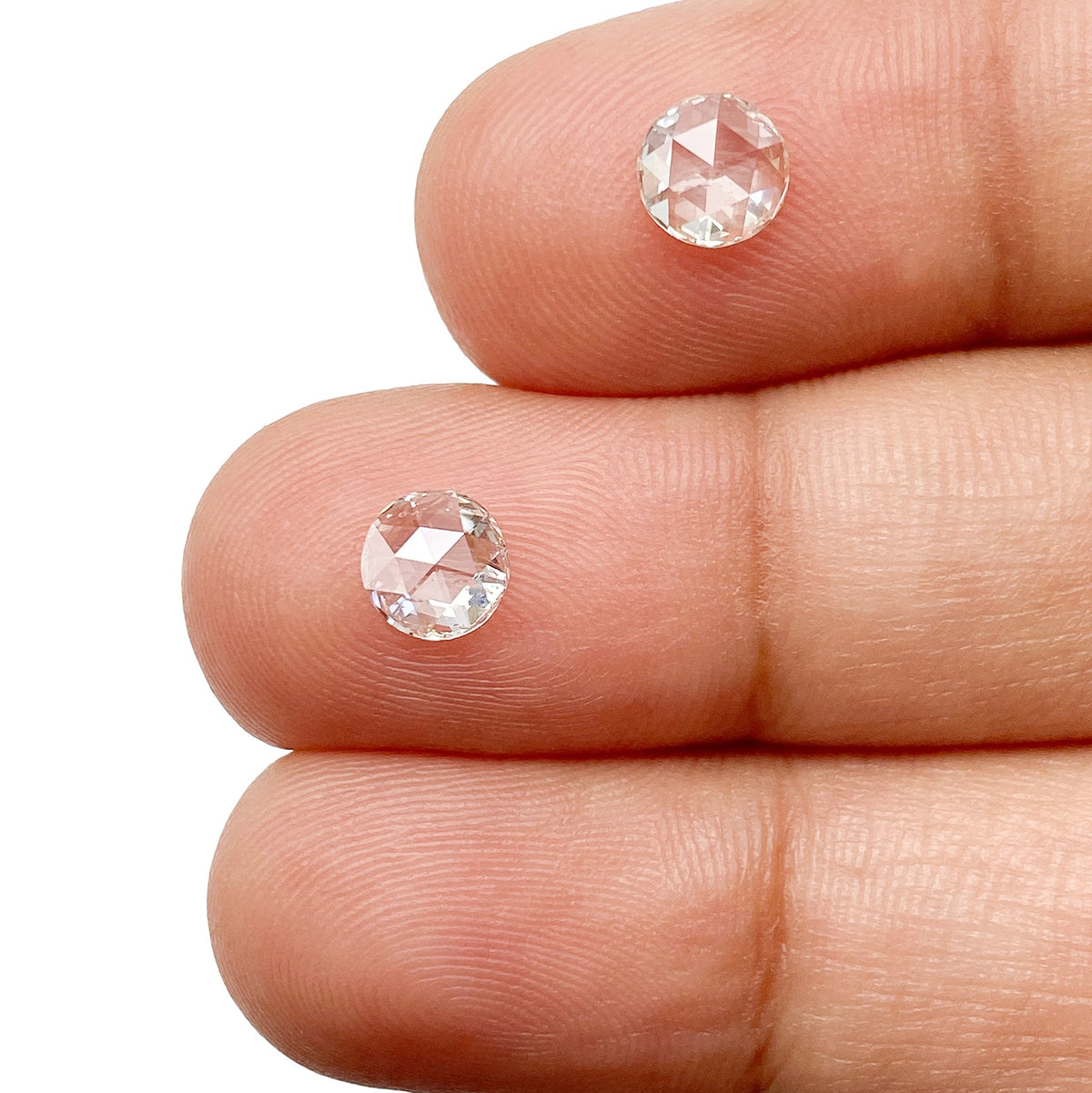 0.71cttw | I-J VS-SI Round Shape Rose Cut Diamond Matched Pair - Modern Rustic Diamond