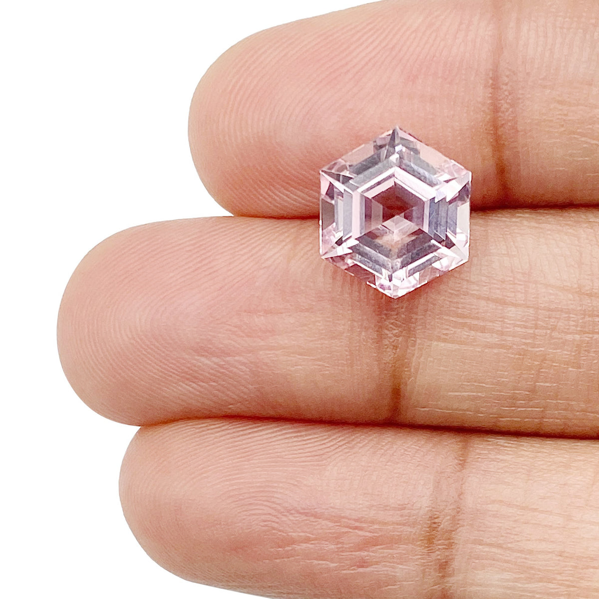 2.64ct |  Hexagon Shape Step Cut Morganite - Modern Rustic Diamond