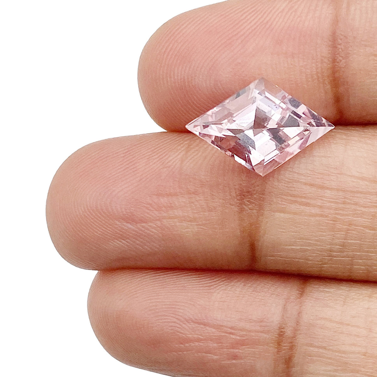 2.64ct |  Lozenge Shape Step Cut Morganite - Modern Rustic Diamond