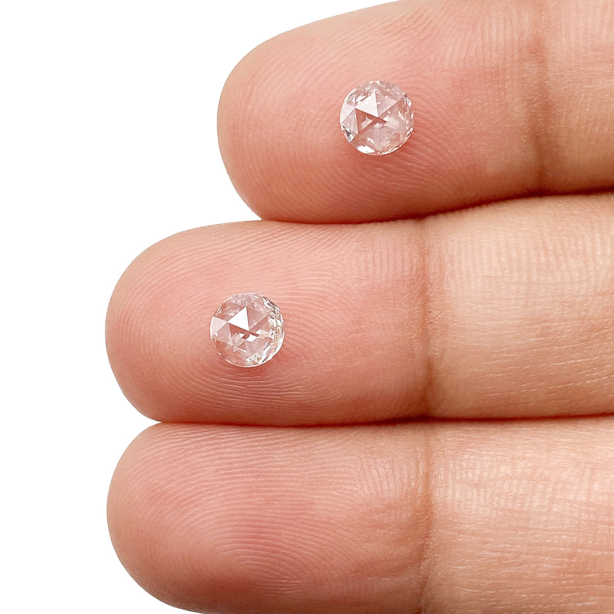 0.48cttw | D VVS Round Shape Rose Cut Diamond Matched Pair - Modern Rustic Diamond