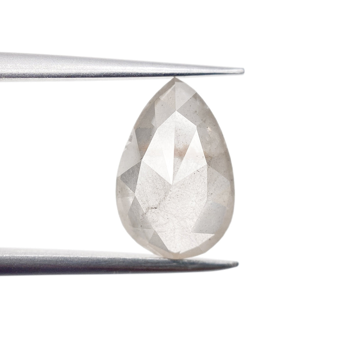 2.68ct | Salt & Pepper Pear Shape Rose Cut Diamond - Modern Rustic Diamond
