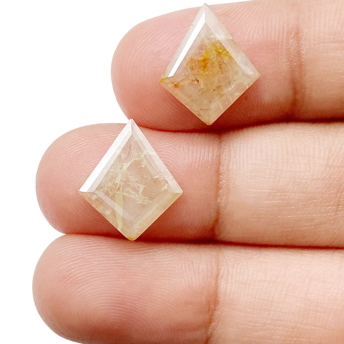 2.68cttw | Rustic  Kite Shape Rose Cut Diamond Matched Pair - Modern Rustic Diamond