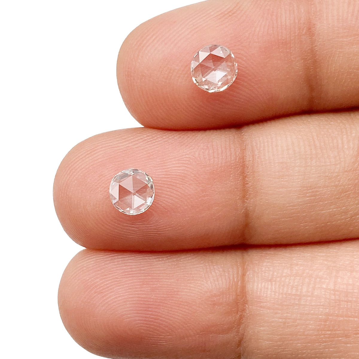 0.60cttw | F-G VS Round Shape Rose Cut Diamond Matched Pair - Modern Rustic Diamond