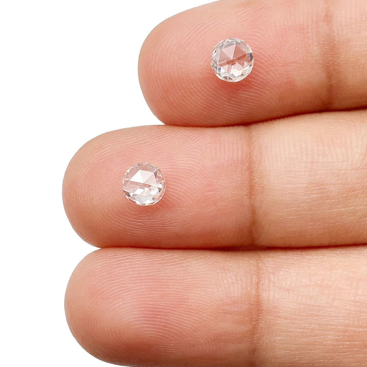 0.78cttw | F-G VS Round Shape Rose Cut Diamond Matched Pair - Modern Rustic Diamond