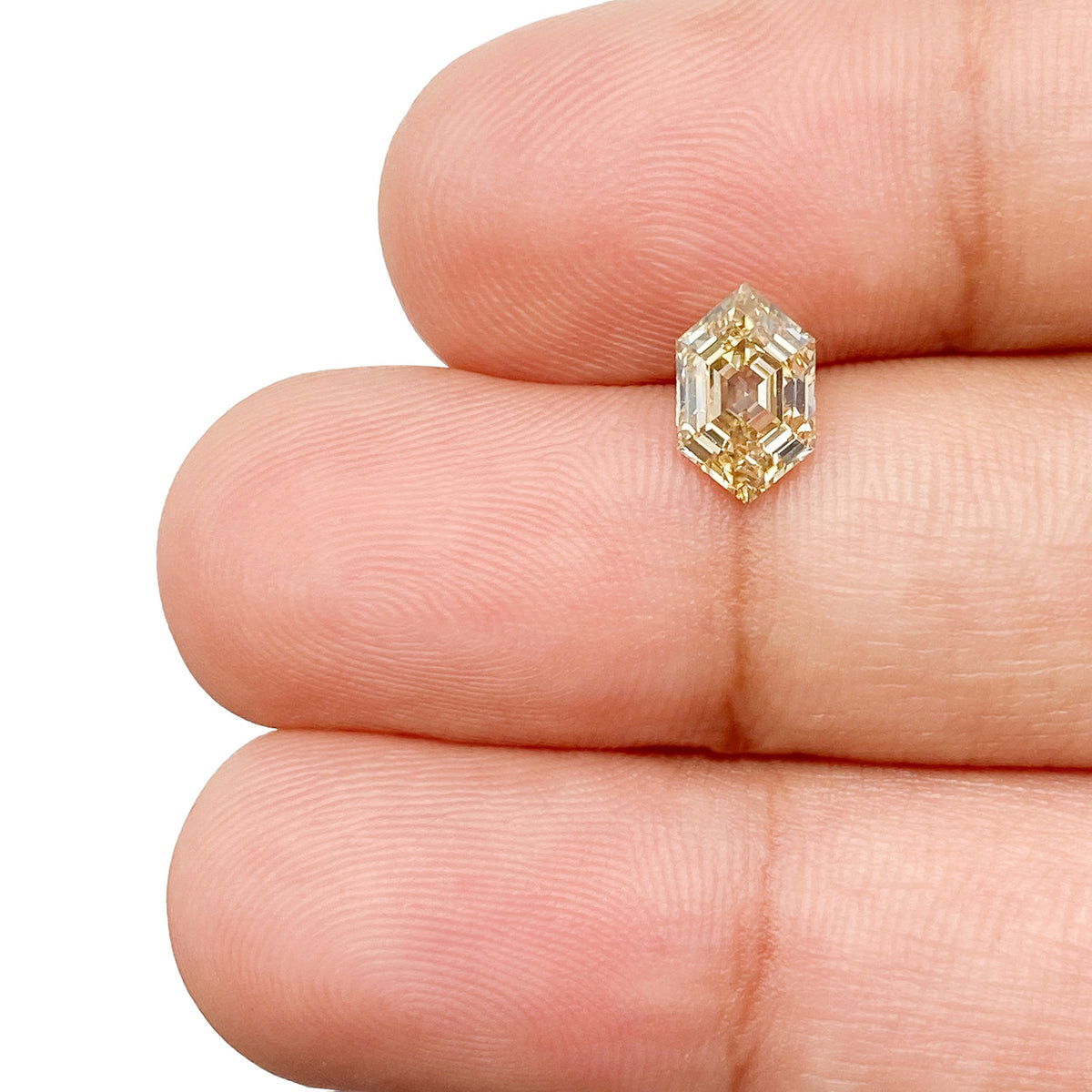 0.80ct | Champagne VVS1 Hexagon Shape Step Cut Diamond (GIA) - Modern Rustic Diamond