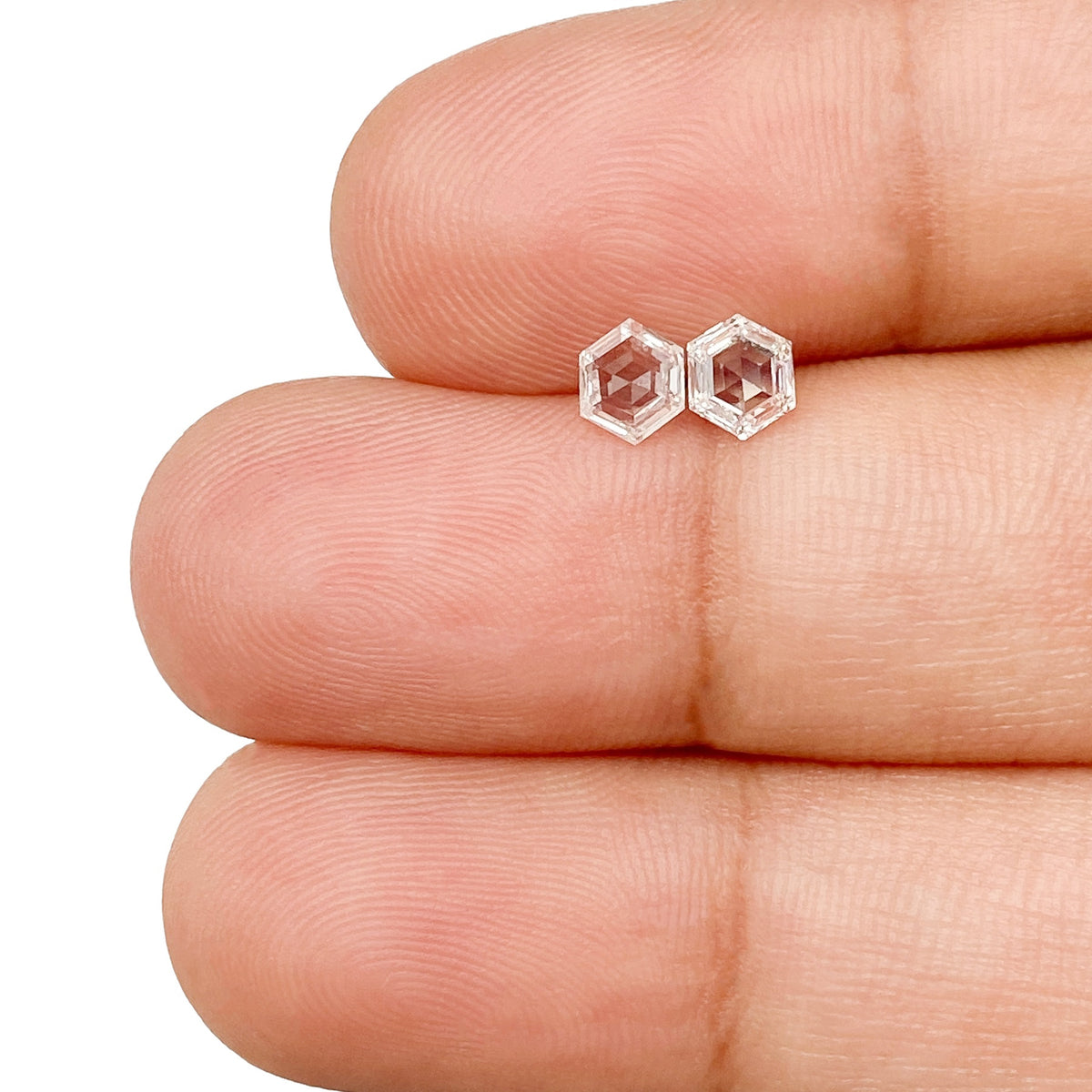 0.58cttw | F-G VS Hexagon Shape Step Cut Diamond Matched Pair - Modern Rustic Diamond