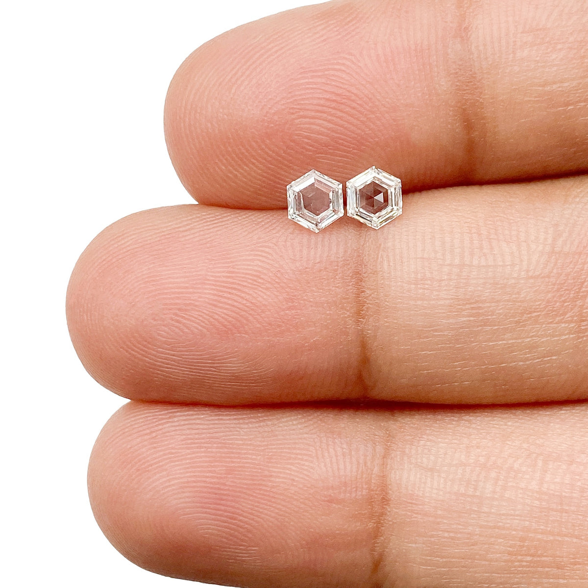 0.42cttw | F VS2 Hexagon Shape Step Cut Diamond Matched Pair