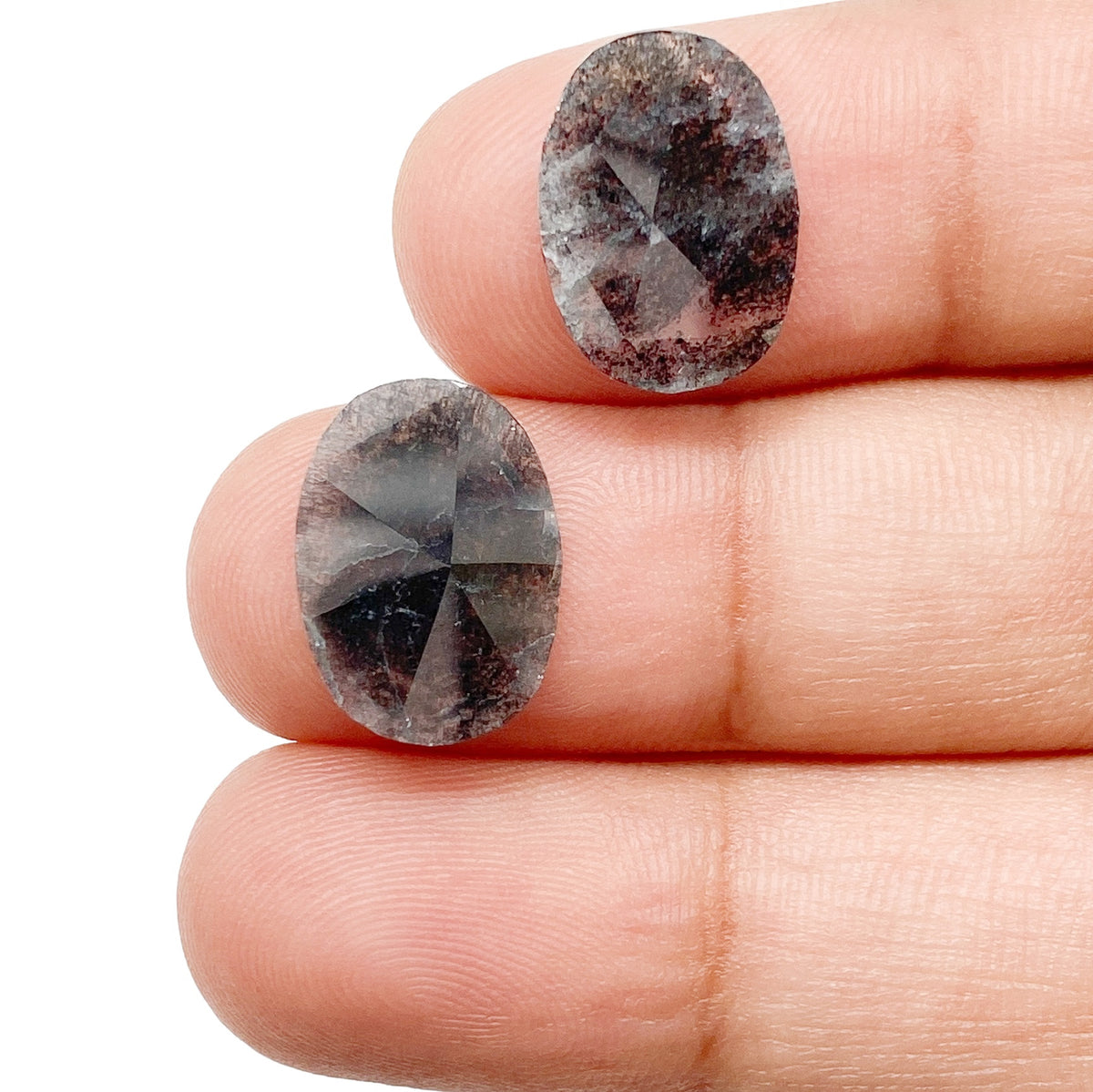 2.70cttw | Salt & Pepper  Oval Shape Rose Cut Diamond Matched Pair - Modern Rustic Diamond