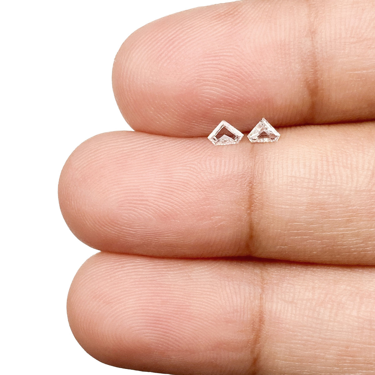 0.14cttw | G-H SI Shield Shape Step Cut Diamond Matched Pair - Modern Rustic Diamond