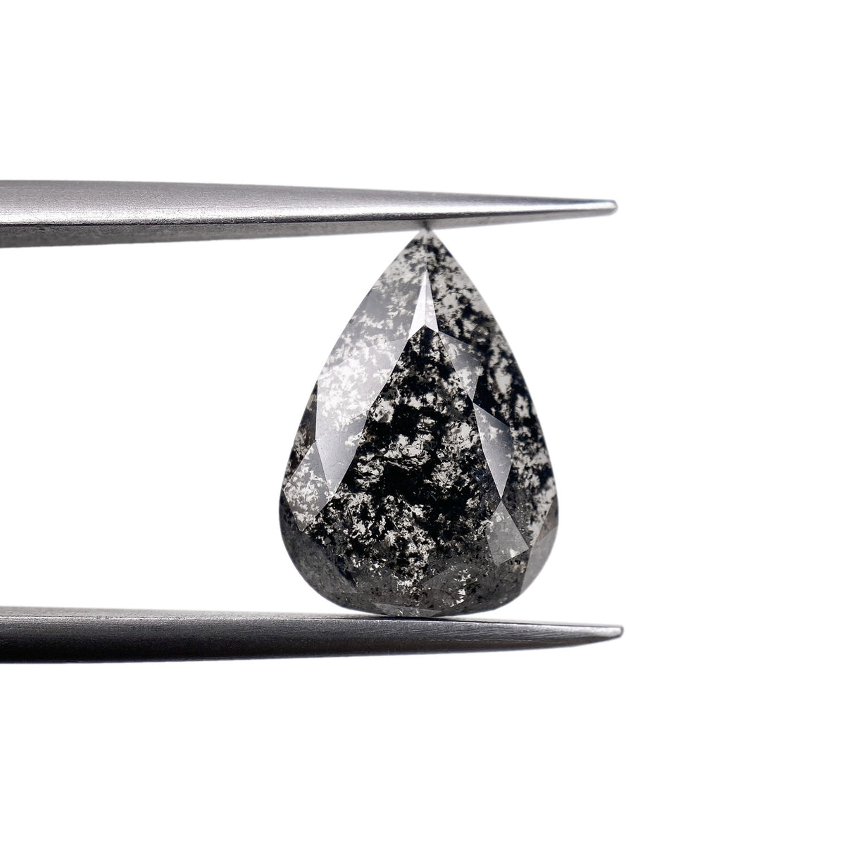 2.71ct | Salt & Pepper Pear Shape Rose Cut Diamond - Modern Rustic Diamond
