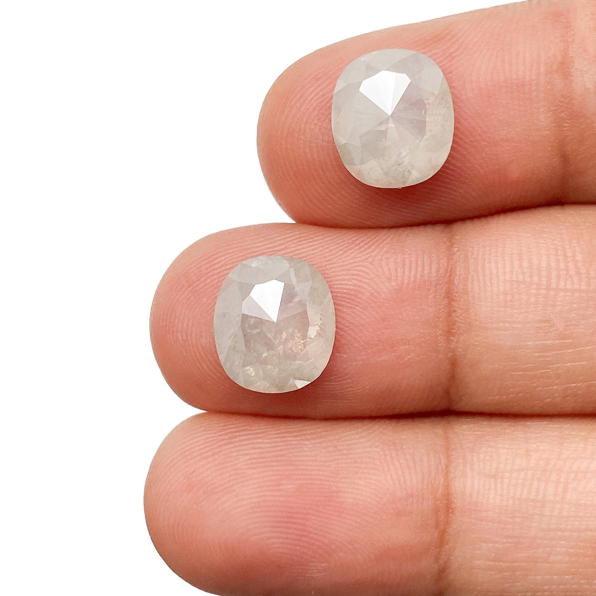 4.88cttw | Salt & Pepper Cushion Shape Rose Cut Diamond Matched Pair