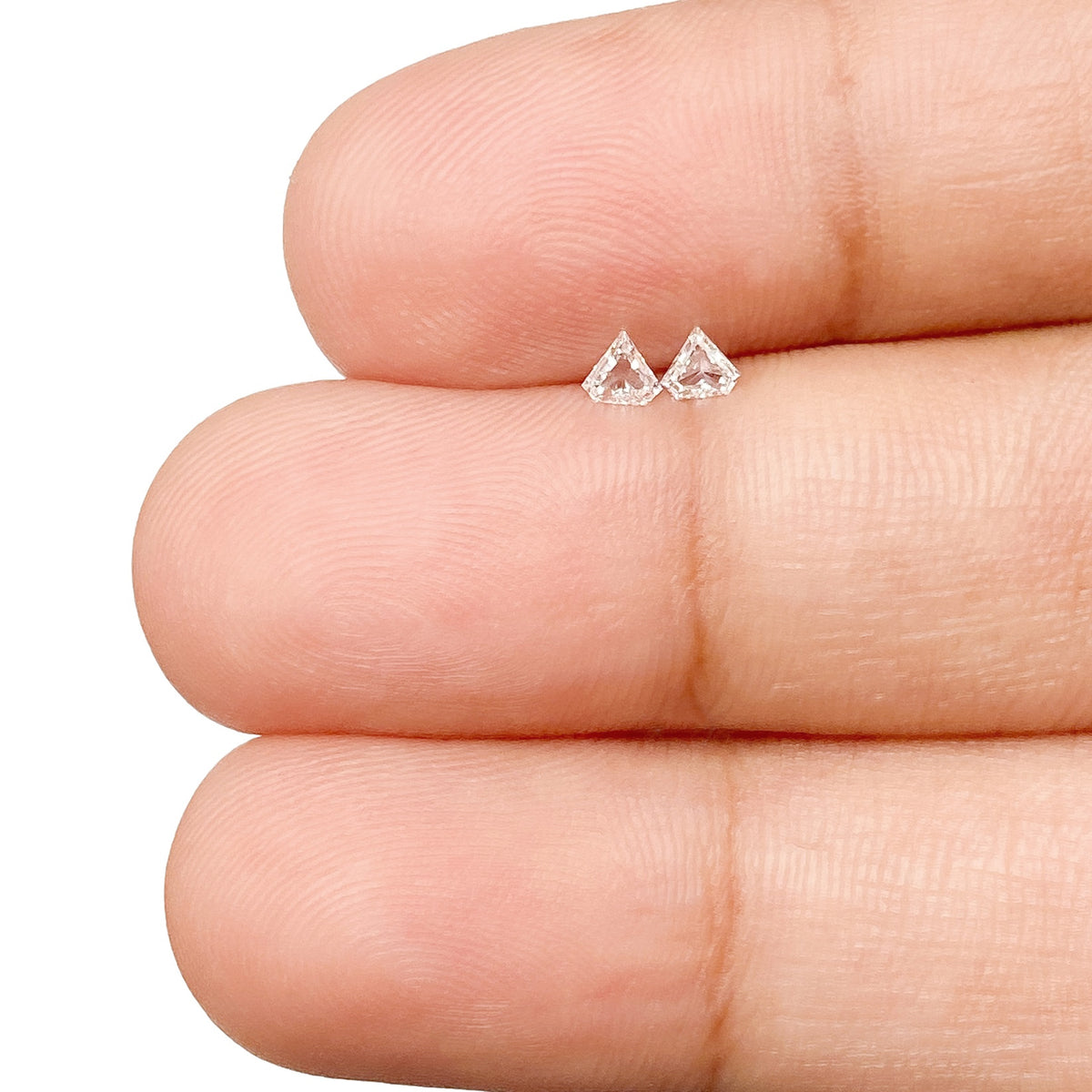 0.13cttw | F-G VVS Shield Shape Step Cut Diamond Matched Pair - Modern Rustic Diamond