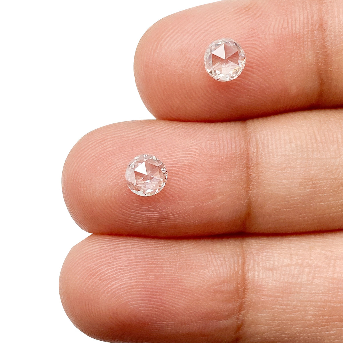 0.87cttw | I-J VS Round Shape Rose Cut Diamond Matched Pair - Modern Rustic Diamond