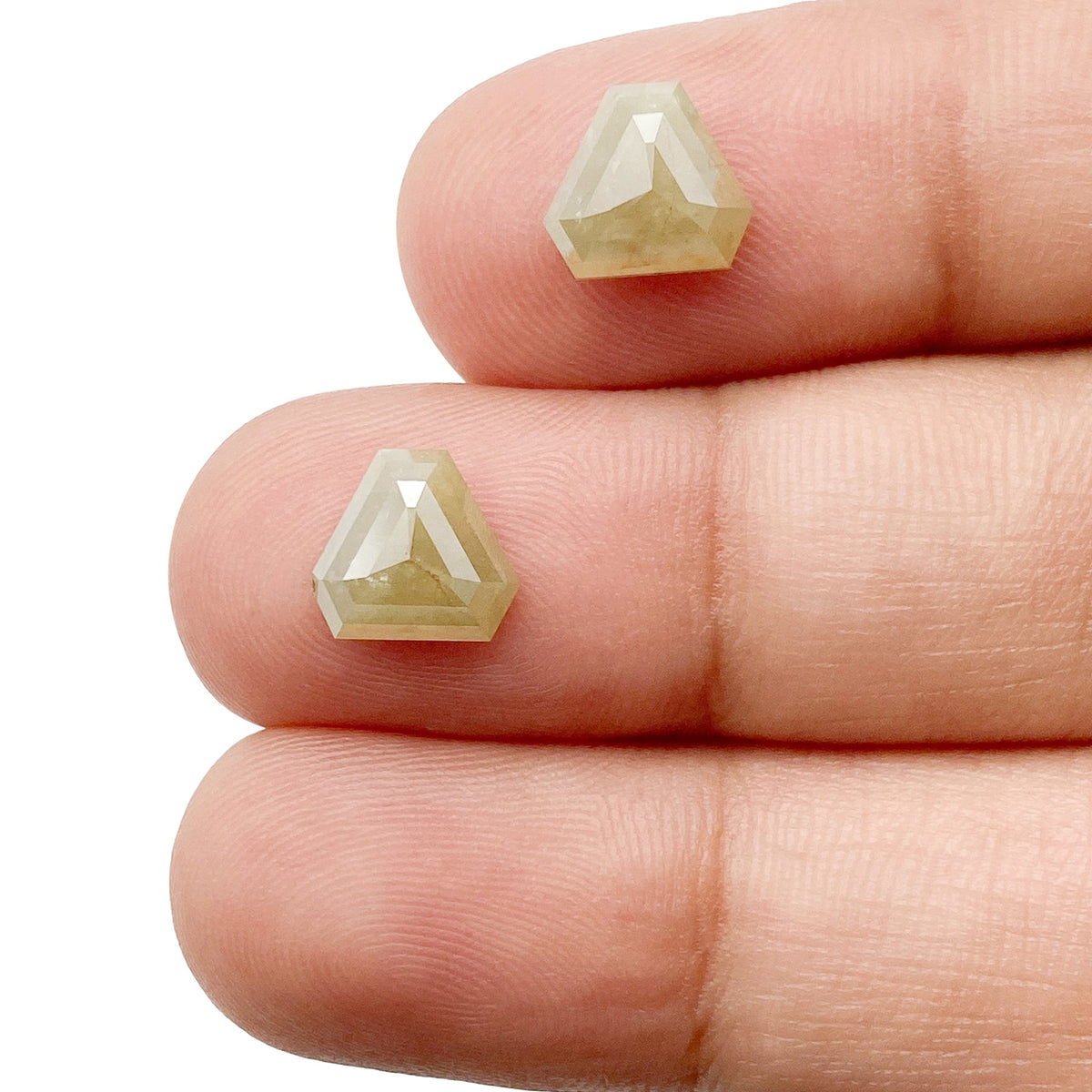 2.77cttw | Salt & Pepper Shield Shape Rose Cut Diamond Matched Pair - Modern Rustic Diamond