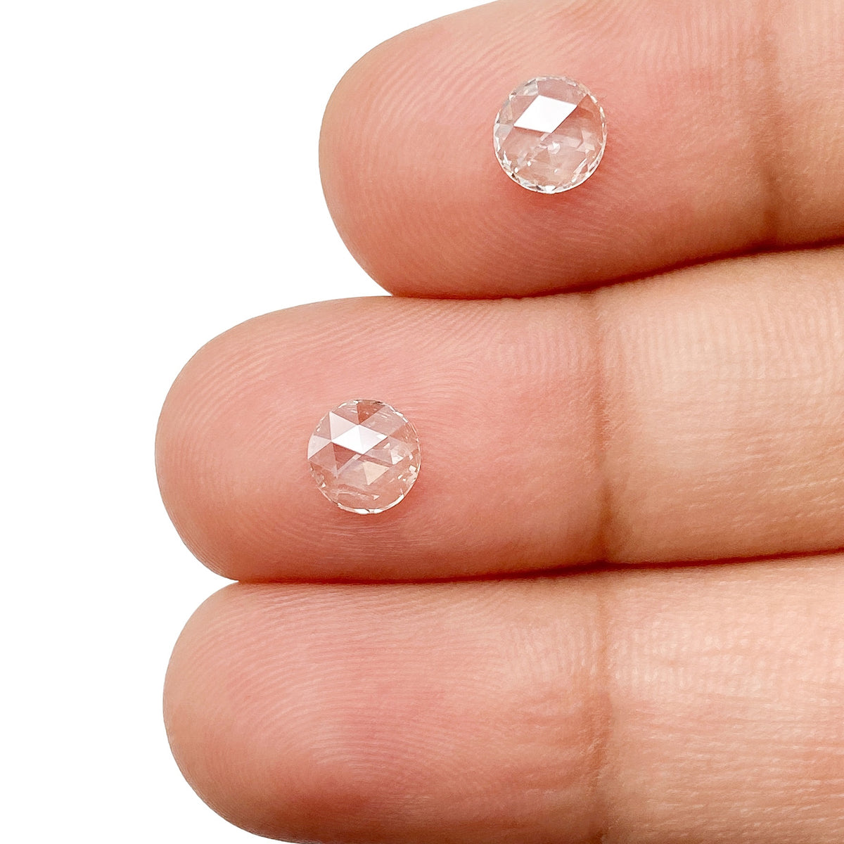 0.62cttw | I-J SI Round Shape Rose Cut Diamond Matched Pair - Modern Rustic Diamond