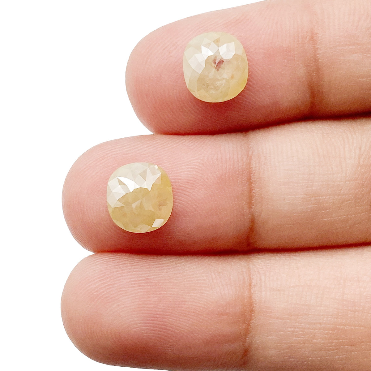 2.78cttw | Salt & Pepper Cushion Shape Rose Cut Diamond Matched Pair - Modern Rustic Diamond