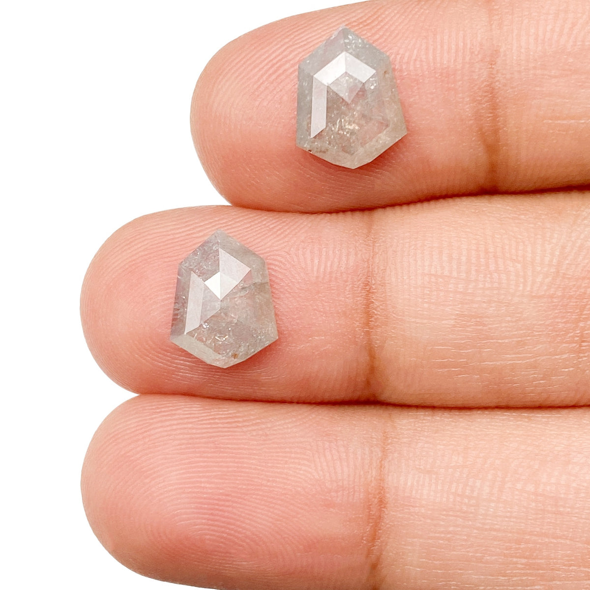 2.78cttw | Rustic Kite Shape Rose Cut Diamond Matched Pair - Modern Rustic Diamond