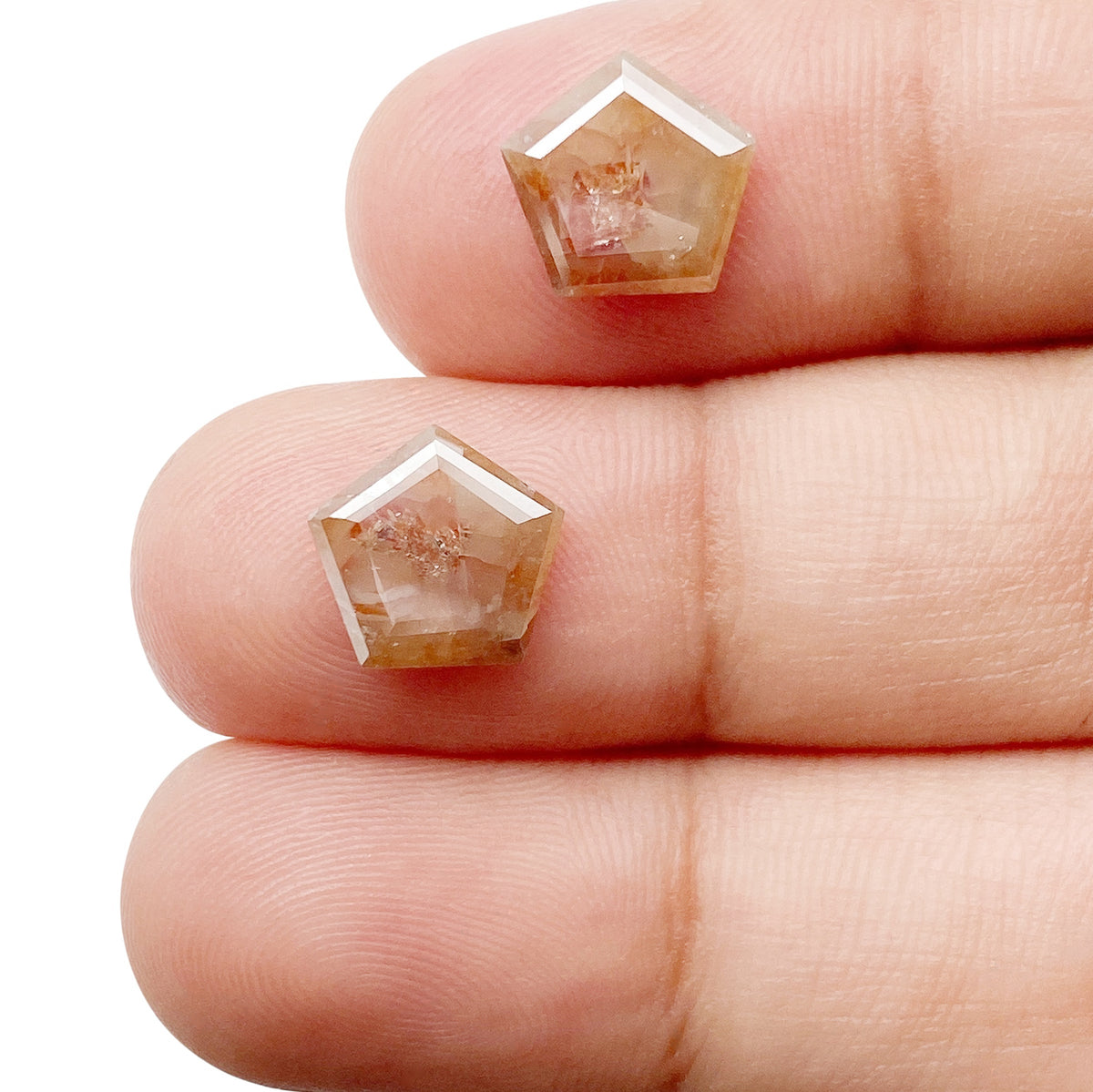 2.79cttw | Salt & Pepper Shield Shape Rose Cut Diamond Matched Pair - Modern Rustic Diamond