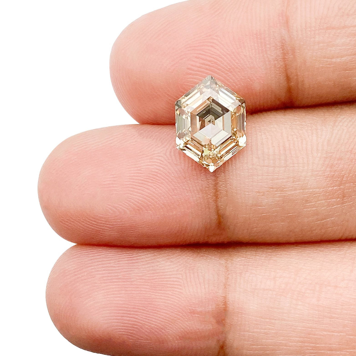 3.03ct | Champagne VS2 Hexagon Shape Step Cut Diamond (GIA) - Modern Rustic Diamond