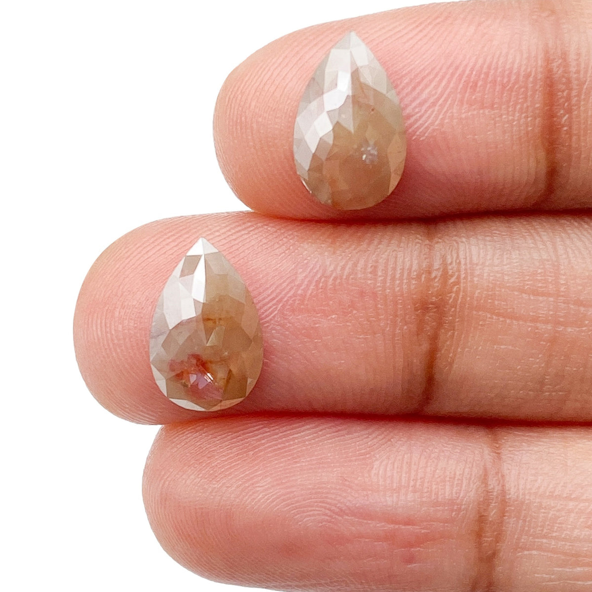 2.80cttw | Rustic Orangey Red Pear Shape Rose Cut Diamond Matched Pair