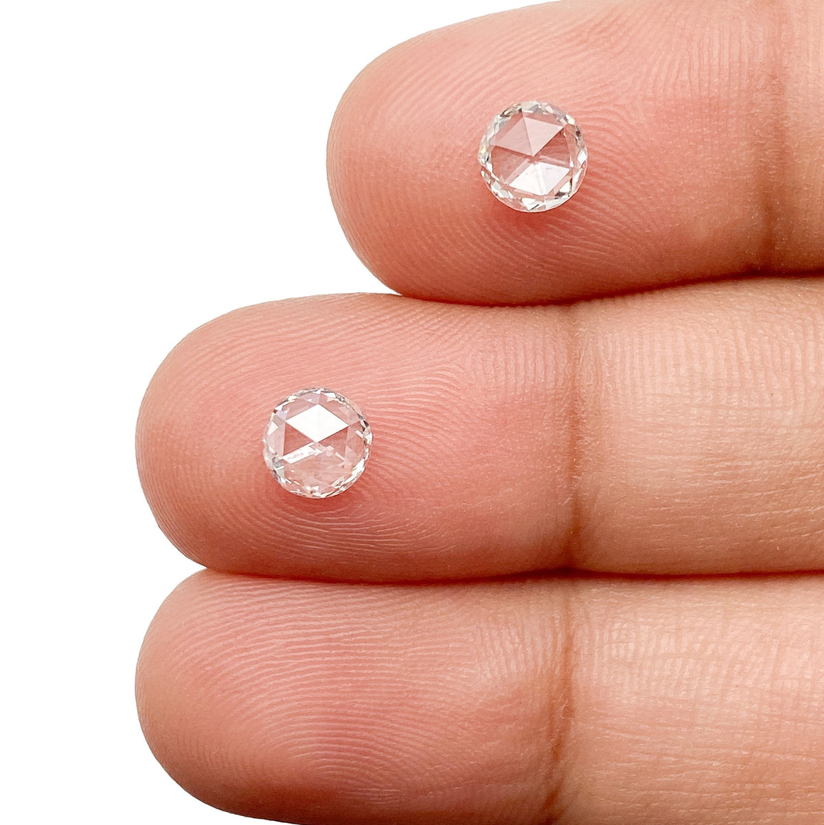 0.66cttw | F-G VS-SI Round Shape Rose Cut Diamond Matched Pair - Modern Rustic Diamond