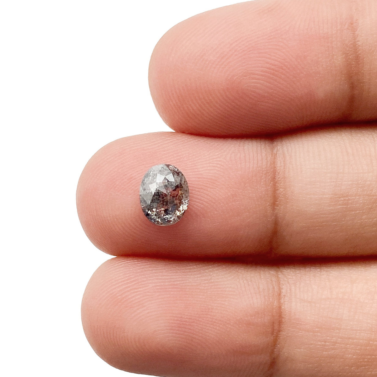 0.93ct | Salt & Pepper Oval Shape Rose Cut Diamond