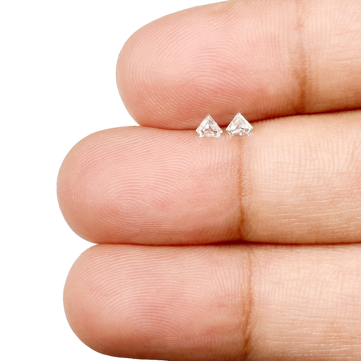 0.11cttw | E-F VVS Shield Shape Step Cut Diamond Matched Pair - Modern Rustic Diamond