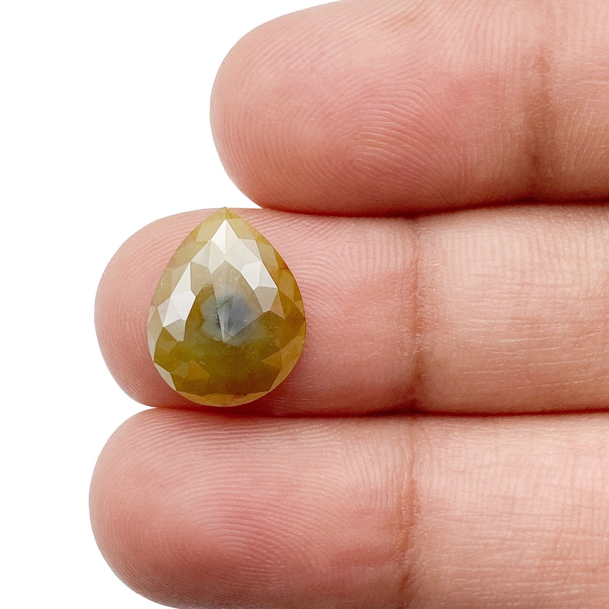 2.80ct | Salt & Pepper Pear Shape Rose Cut Diamond - Modern Rustic Diamond