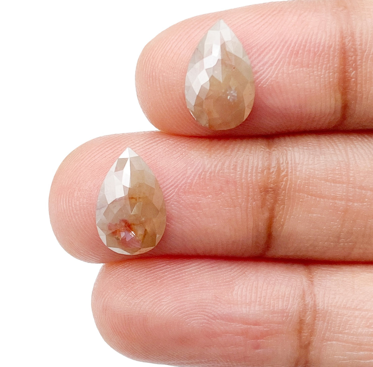 2.80cttw | Salt & Pepper Pear Shape Rose Cut Diamond Matched Pair - Modern Rustic Diamond