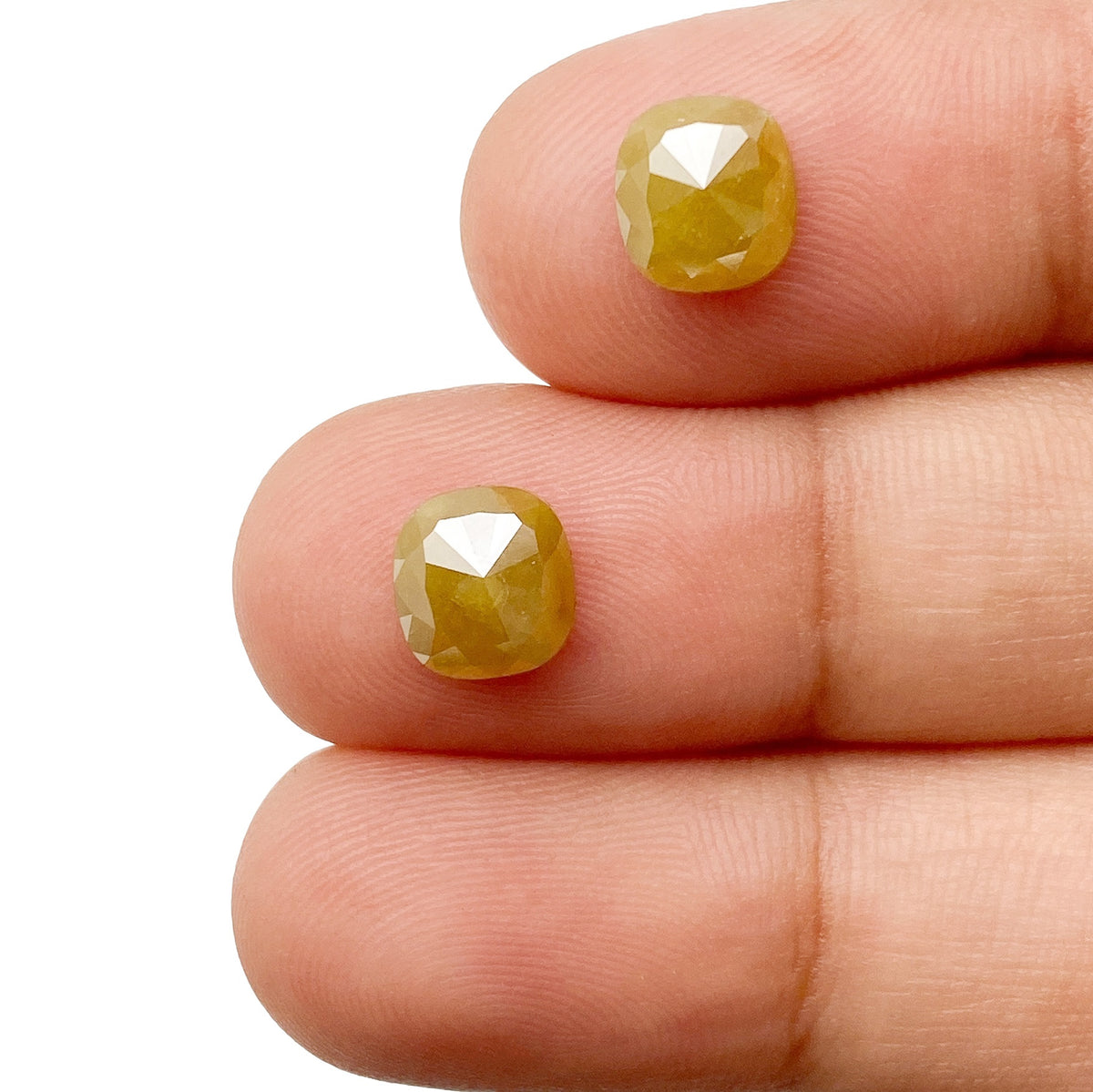 2.80cttw | Rustic  Cushion Shape Rose Cut Diamond Matched Pair - Modern Rustic Diamond