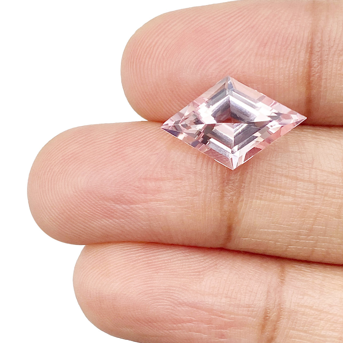 2.81ct |  Lozenge Shape Step Cut Morganite - Modern Rustic Diamond